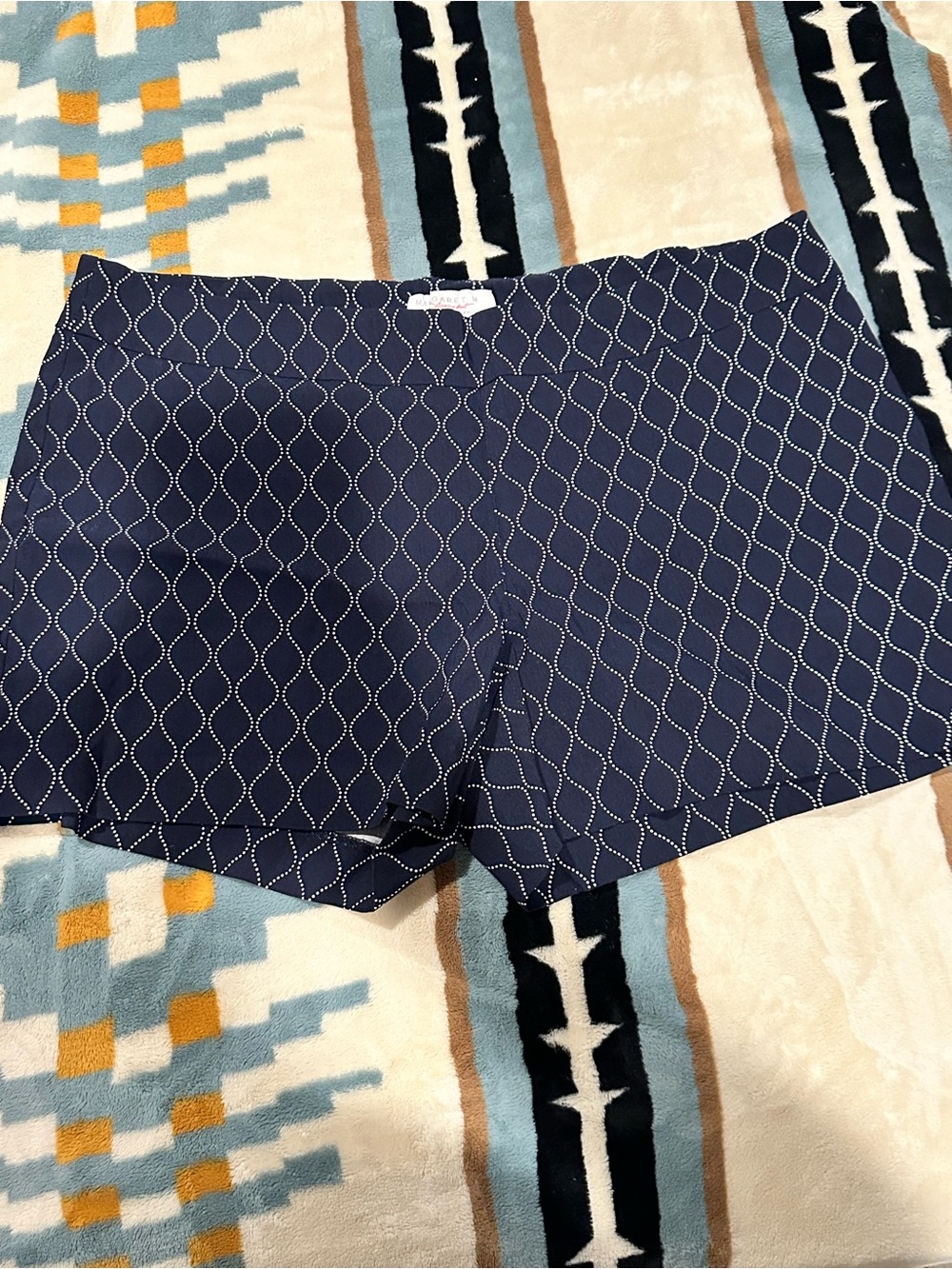 Margaret M Navy Dot-Circle Print Shorts